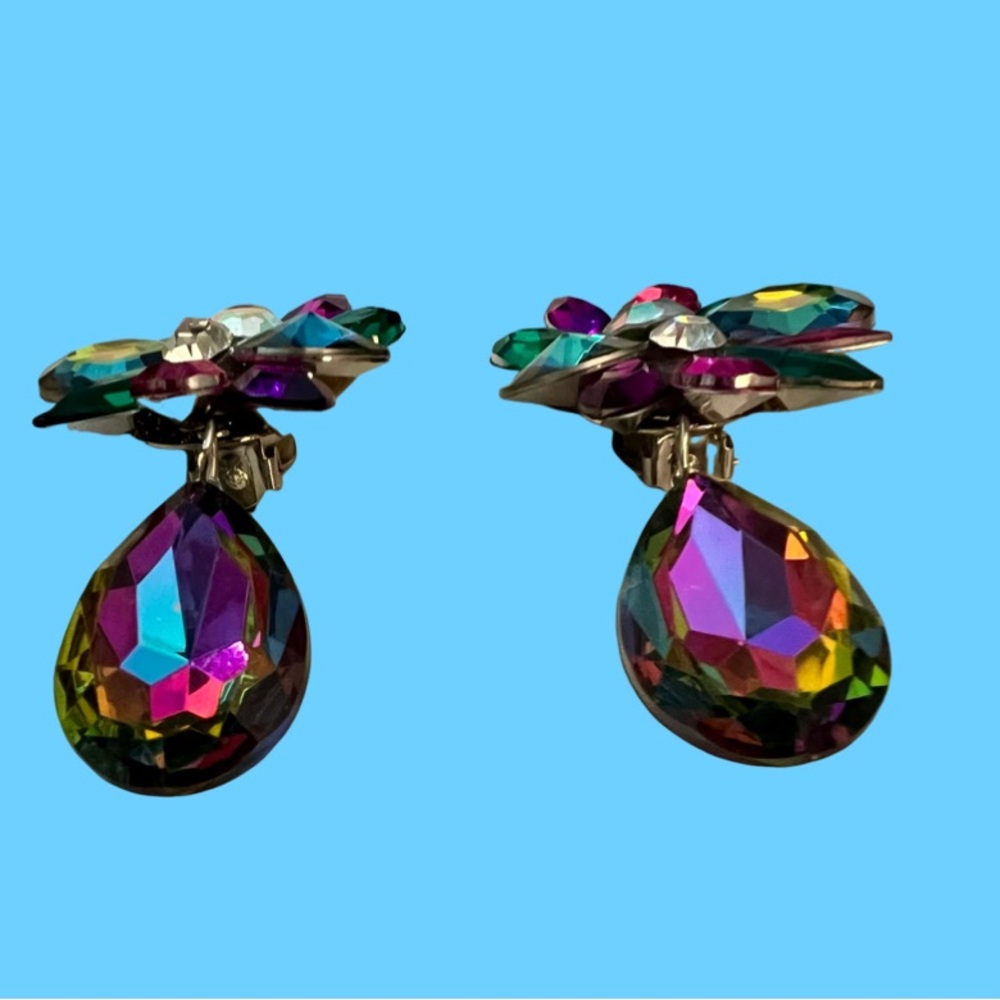 Multi Colored Rhinestone Drop Crystal Cluster Cli… - image 7